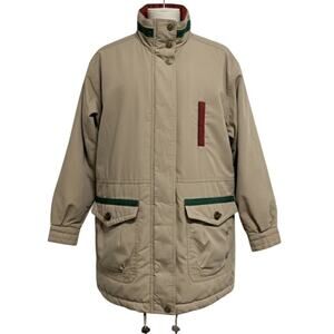 Out Brook Men’s Medium Quilted Utility Jacket Beige Y2K Retro Outdoor Coat